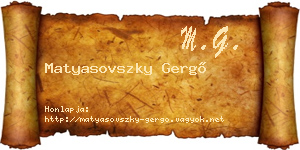 Matyasovszky Gergő névjegykártya